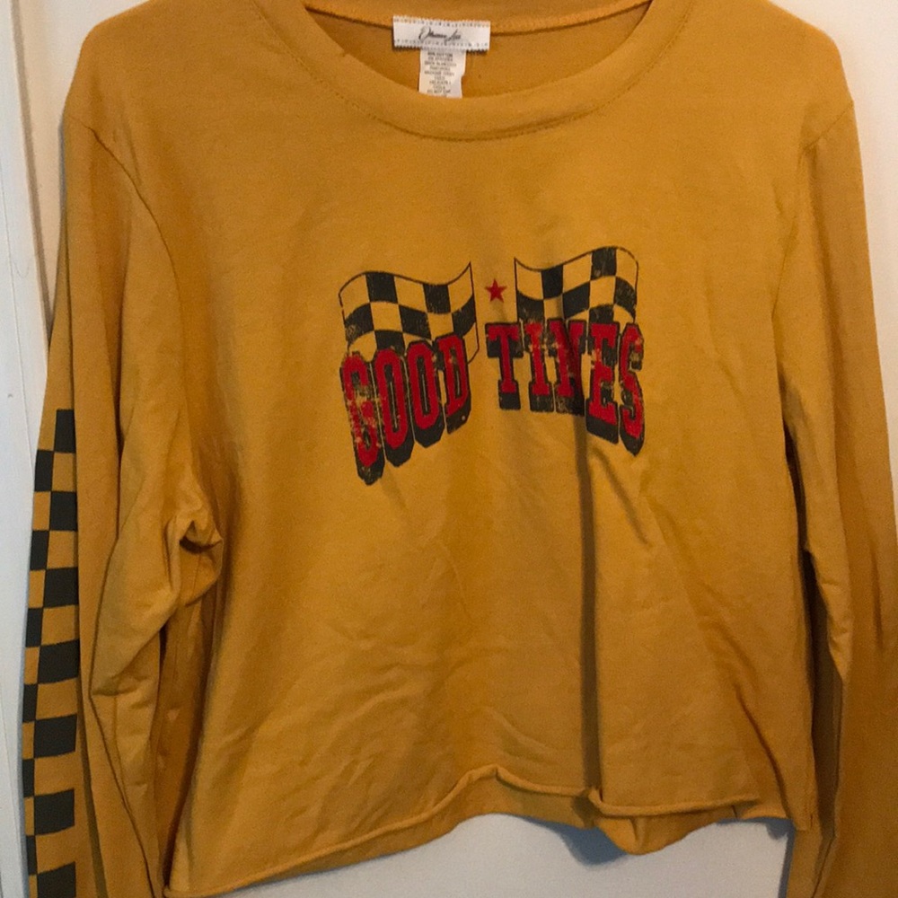 Mustard Yellow Long Sleeved Crop T-Shirt